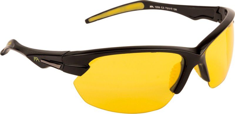 Polarized, UV Protection Wrap-around Sunglasses (72)  (For Men, Yellow)