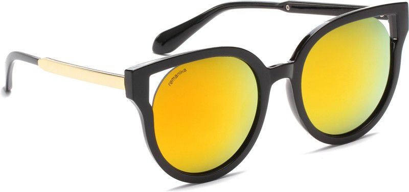 Mirrored Cat-eye Sunglasses (Free Size)  (For Women, Orange)