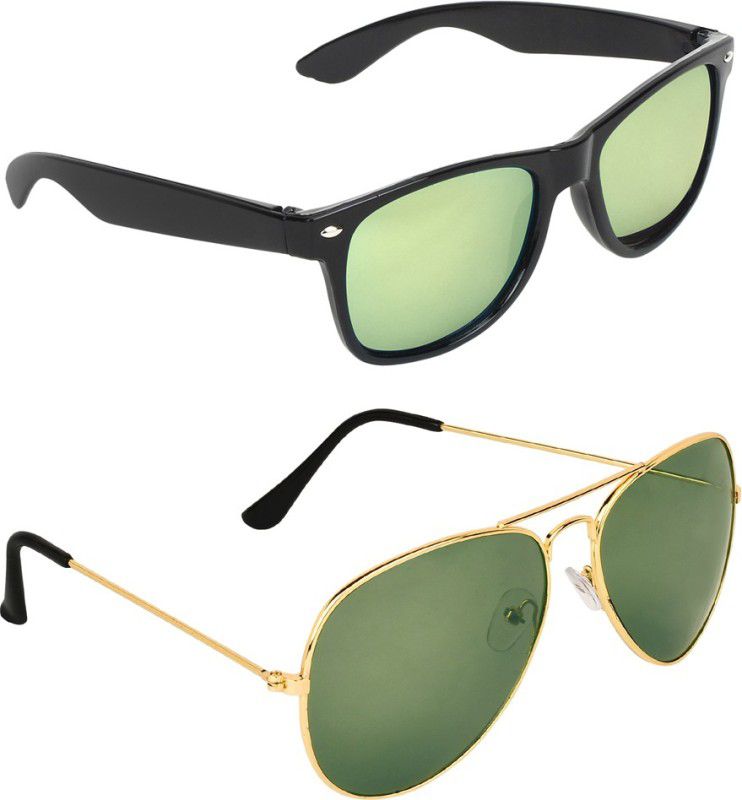 Gradient, Mirrored, UV Protection Wayfarer, Aviator Sunglasses (53)  (For Men & Women, Multicolor, Green)