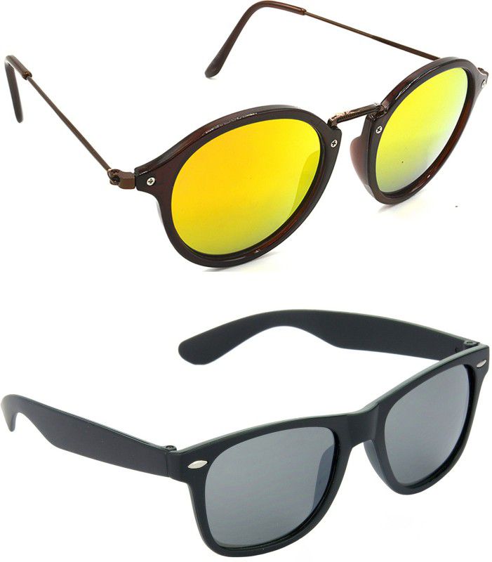 UV Protection Round Sunglasses (58)  (For Men & Women, Golden, Black)