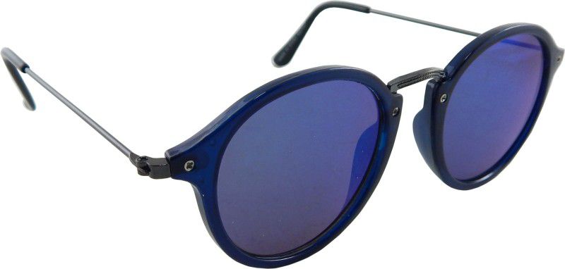 Mirrored, UV Protection Round Sunglasses (50)  (For Men & Women, Blue)