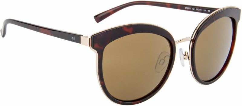 Mirrored Cat-eye Sunglasses (55)  (For Women, Brown)