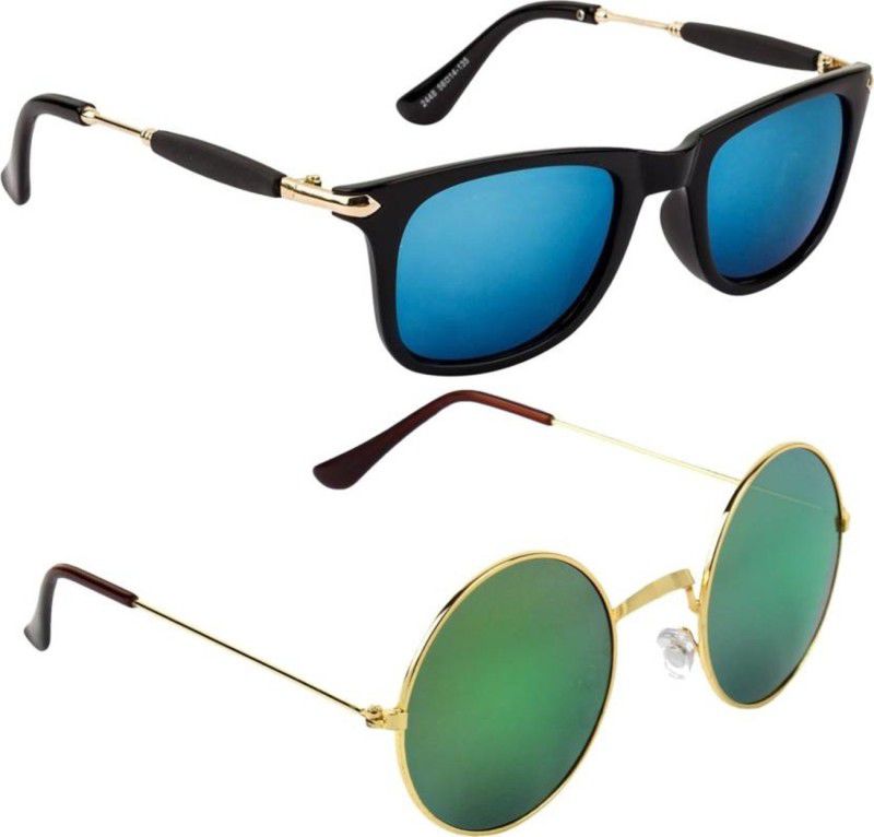 Polarized, Gradient, Mirrored, UV Protection Wayfarer, Round Sunglasses (Free Size)  (For Boys & Girls, Blue, Yellow)