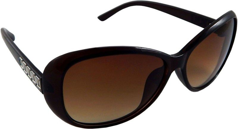 UV Protection, Gradient Oval Sunglasses (58)  (For Women, Brown)