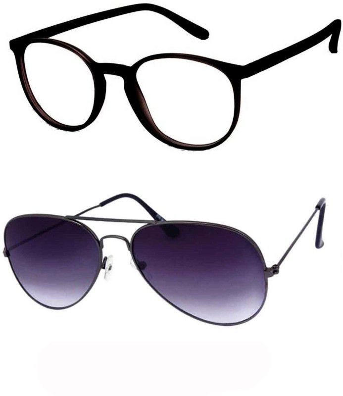 UV Protection Aviator, Cat-eye Sunglasses (Free Size)  (For Men & Women, Black, Clear)