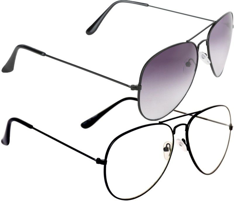 UV Protection Aviator Sunglasses (Free Size)  (For Men & Women, Clear, Violet)