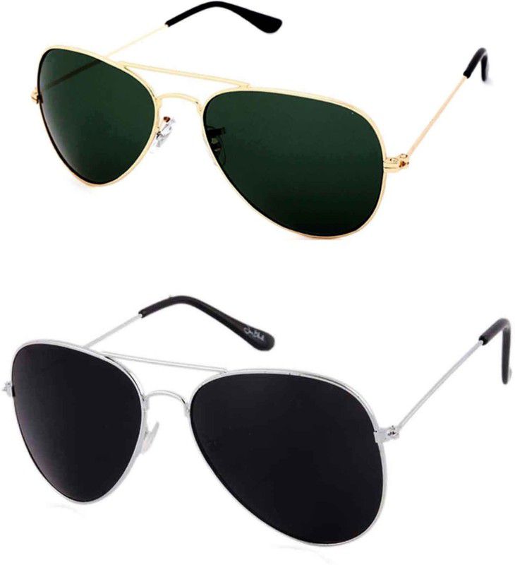 UV Protection Aviator Sunglasses (Free Size)  (For Men & Women, Black, Green)