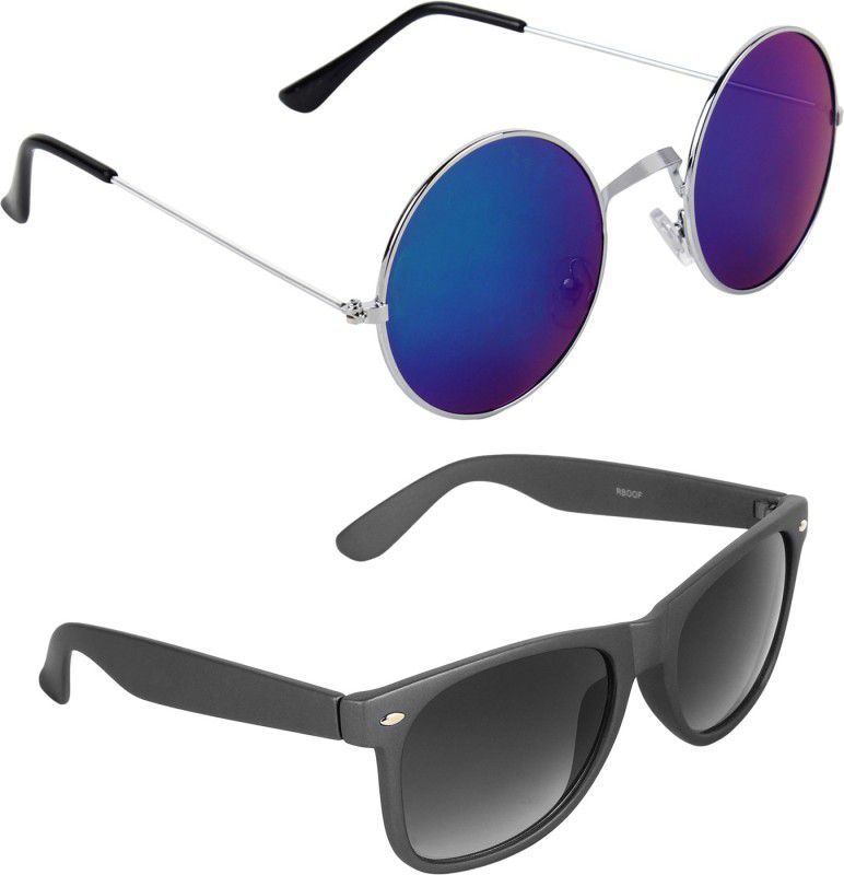 UV Protection Round, Wayfarer Sunglasses (Free Size)  (For Men & Women, Blue)