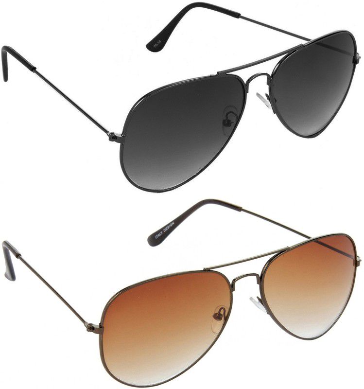 Gradient, Mirrored, UV Protection Aviator Sunglasses (Free Size)  (For Men & Women, Grey, Brown)