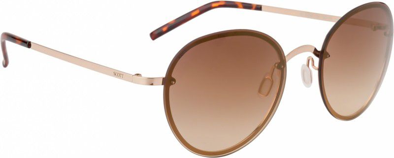 Mirrored Round Sunglasses (56)  (For Women, Brown)