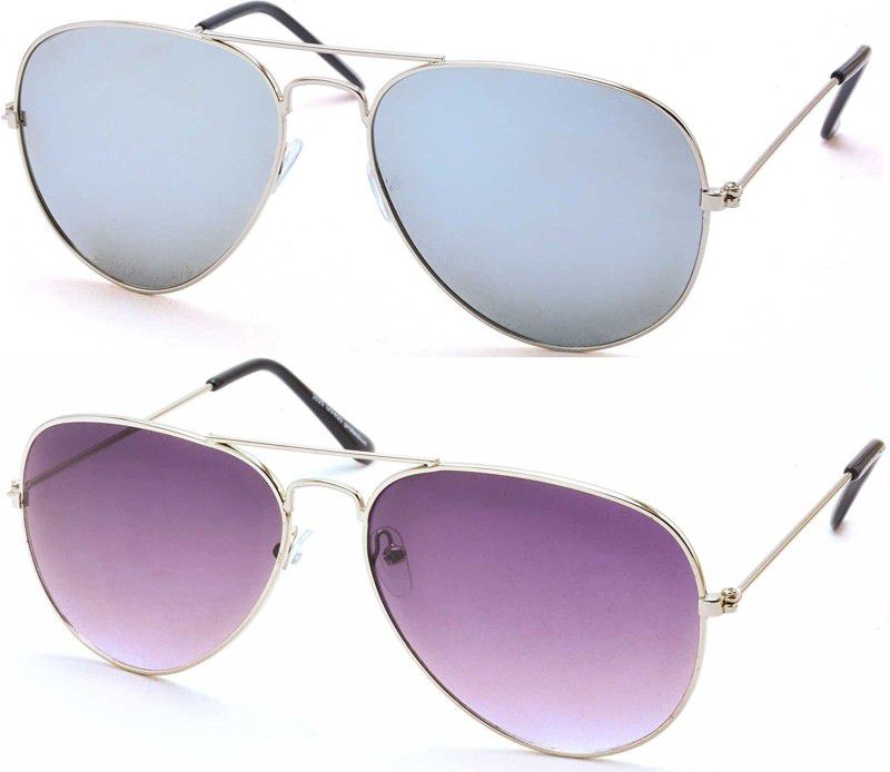 UV Protection Aviator Sunglasses (52)  (For Men & Women, Silver)