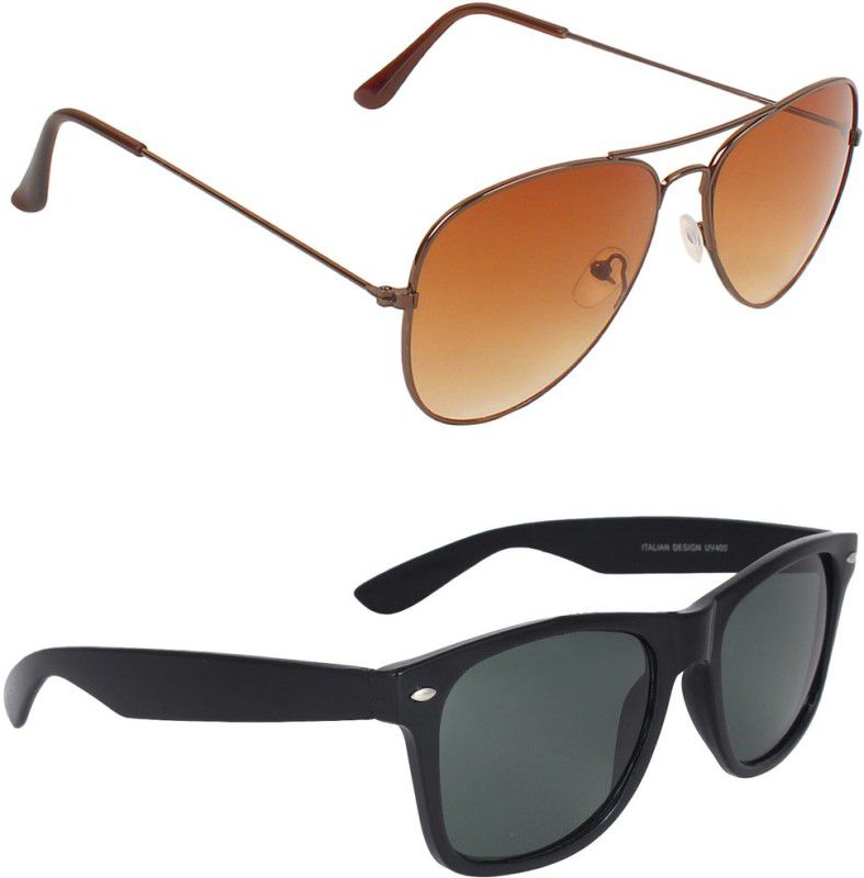 Gradient Aviator, Wayfarer Sunglasses (Free Size)  (For Men & Women, Brown, Black)