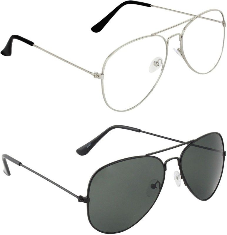 UV Protection Aviator, Aviator Sunglasses (Free Size)  (For Men & Women, Clear, Black)