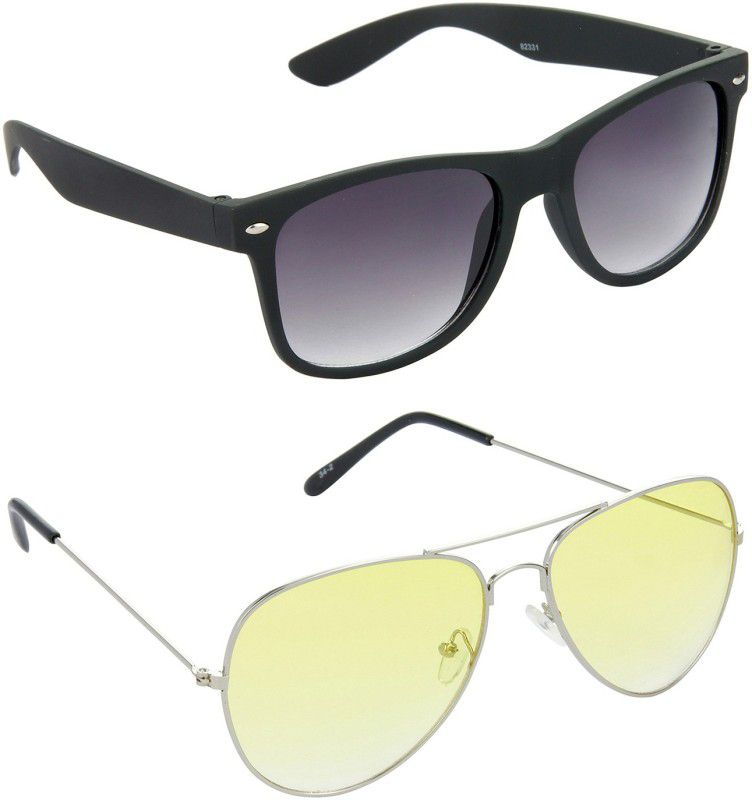 Gradient, Mirrored, UV Protection Wayfarer Sunglasses (Free Size)  (For Men & Women, Grey, Yellow)