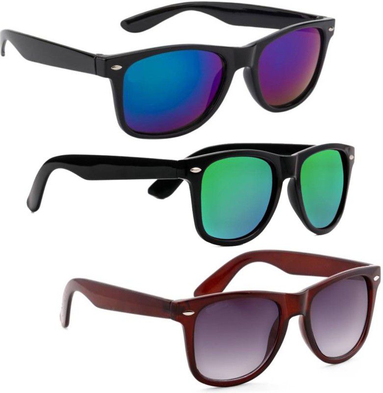 UV Protection, Mirrored Wayfarer Sunglasses (Free Size)  (For Men & Women, Brown, Blue, Green)