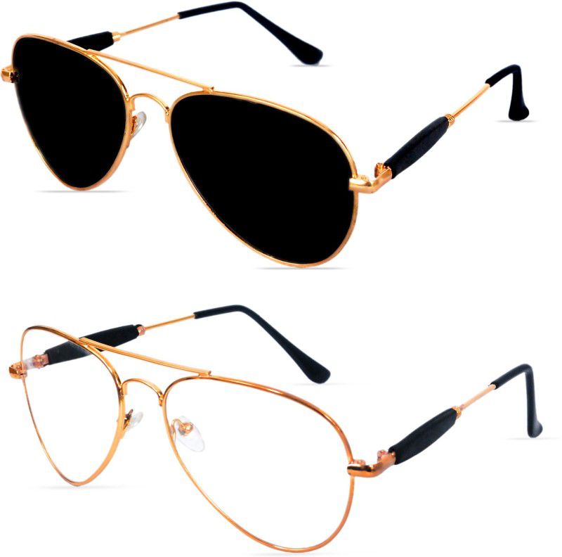 UV Protection Aviator Sunglasses (58)  (For Men & Women, Black, Clear)