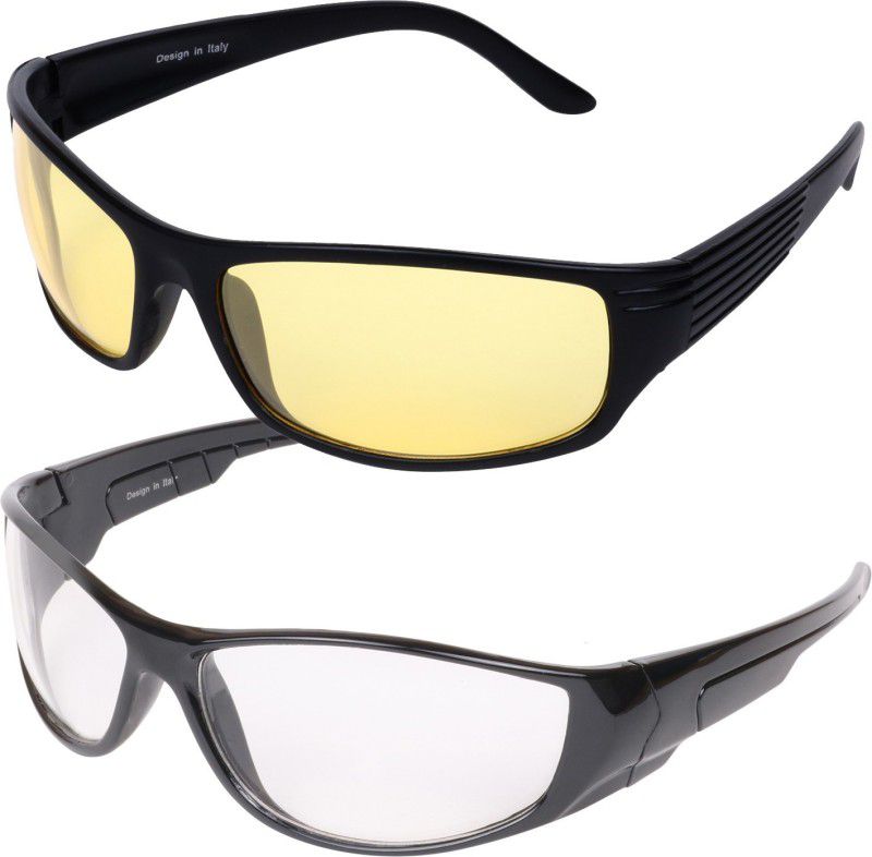 UV Protection Retro Square Sunglasses (Free Size)  (For Men & Women, Yellow, Clear)