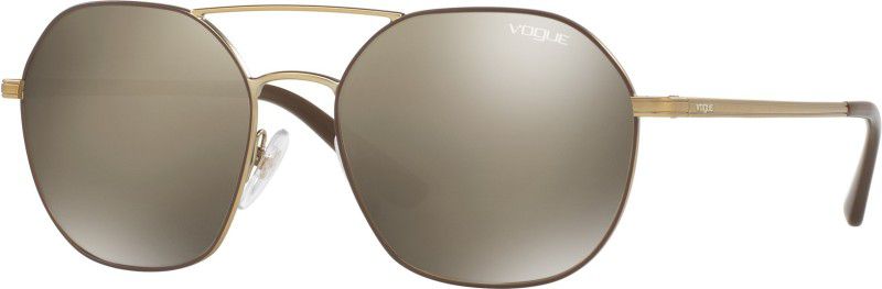 Mirrored Over-sized Sunglasses (55)  (For Women, Golden)
