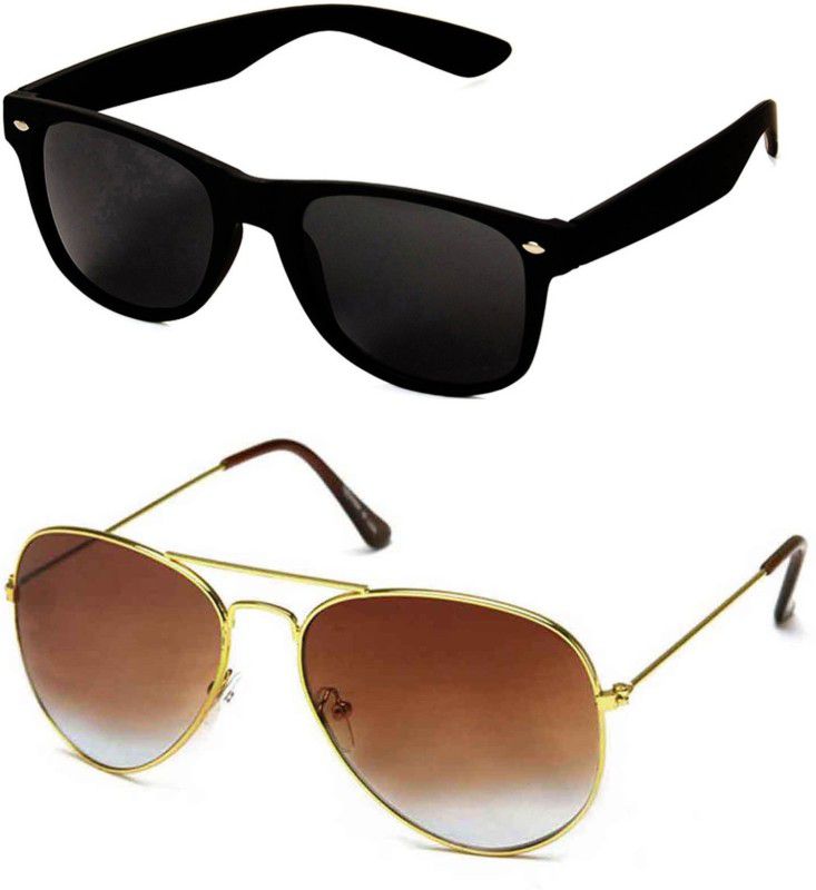 UV Protection Aviator, Wayfarer Sunglasses (Free Size)  (For Men & Women, Brown, Black)