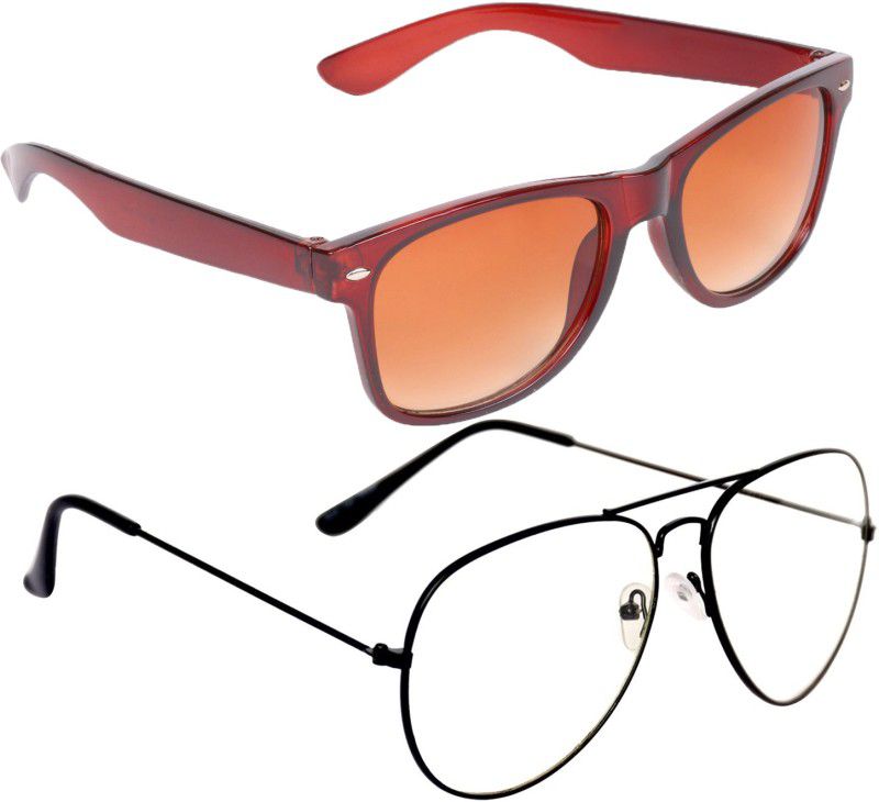 UV Protection Wayfarer, Aviator Sunglasses (Free Size)  (For Men & Women, Brown, Clear)