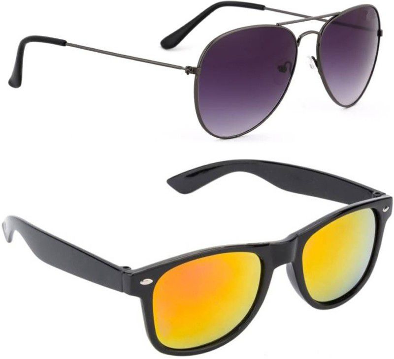 UV Protection, Mirrored Aviator Sunglasses (Free Size)  (For Men & Women, Multicolor)