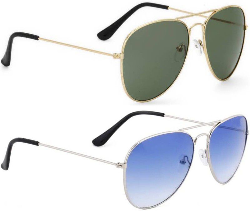 UV Protection, Gradient Aviator Sunglasses (50)  (For Men & Women, Green, Blue)