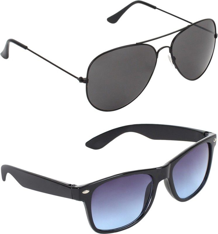 Gradient, UV Protection Aviator, Wayfarer Sunglasses (55)  (For Men & Women, Black, Blue)