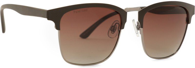Polarized, Gradient, UV Protection Clubmaster Sunglasses (53)  (For Boys & Girls, Brown)