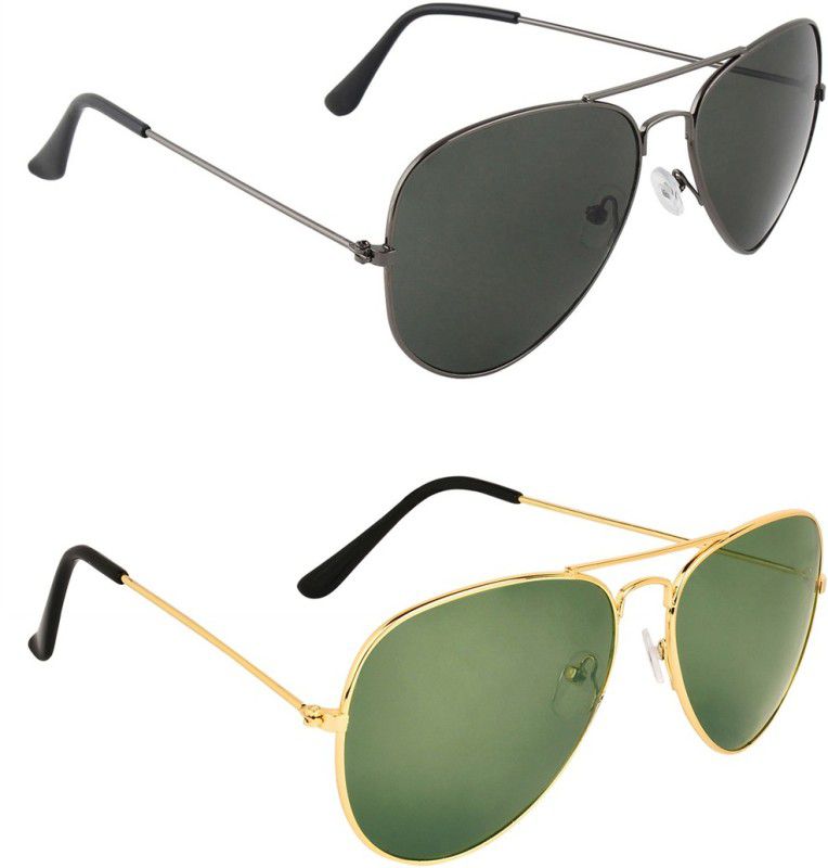 UV Protection Aviator Sunglasses (55)  (For Men & Women, Black, Green)