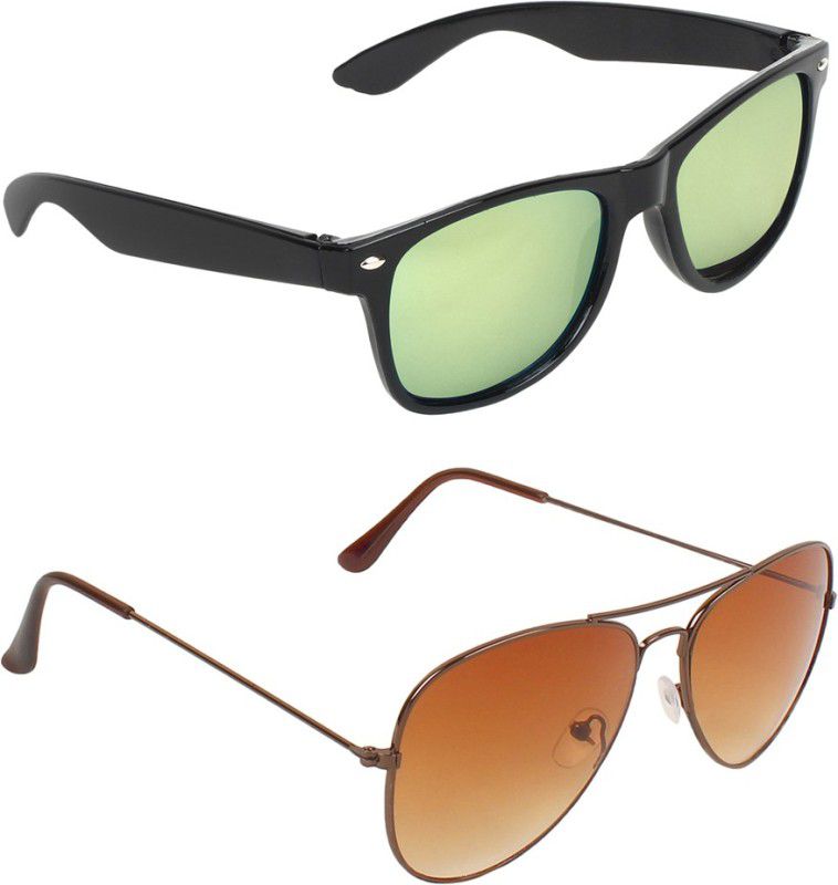 Gradient, Mirrored, UV Protection Wayfarer, Aviator Sunglasses (53)  (For Men & Women, Multicolor, Brown)