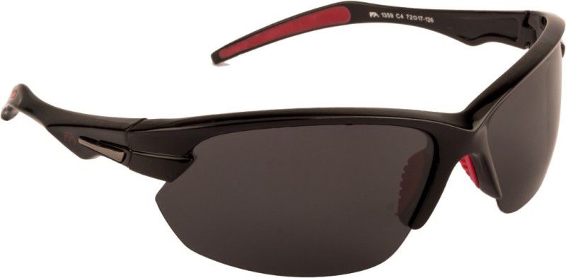 Polarized, UV Protection Wrap-around Sunglasses (72)  (For Men, Grey)