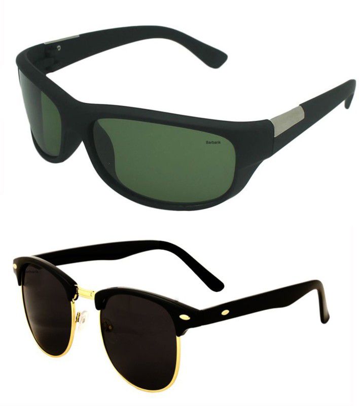 UV Protection Wrap-around, Clubmaster Sunglasses (Free Size)  (For Men & Women, Black, Black)