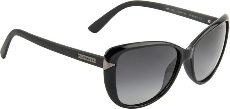 Polarized Oval Sunglasses (55)  (For Women, Grey)