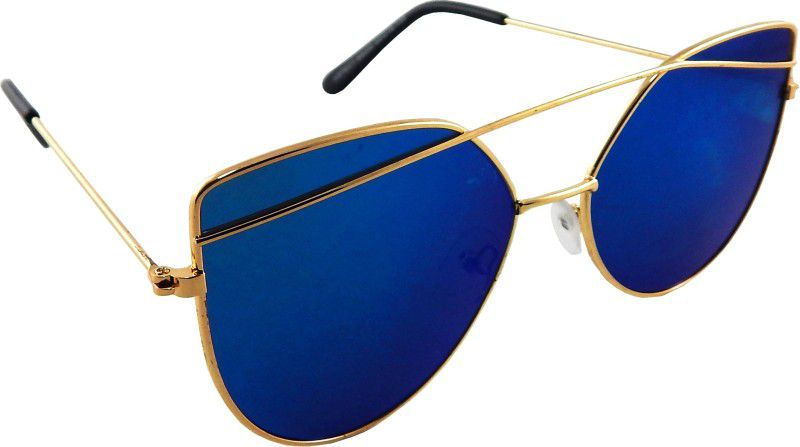 UV Protection, Mirrored Oval Sunglasses (Free Size)  (For Men & Women, Blue)