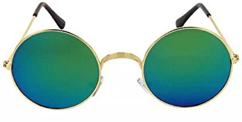 UV Protection Round, Aviator Sunglasses (Free Size)  (For Men & Women, Black, Green)