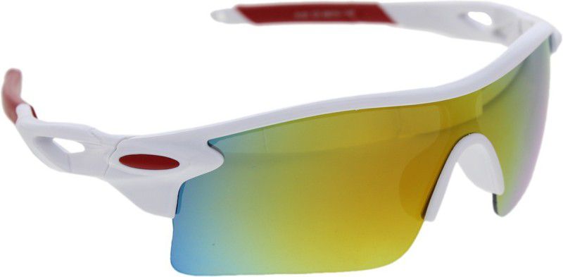 UV Protection, Gradient, Mirrored Sports Sunglasses (Free Size)  (For Men, Golden)