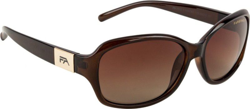 Polarized Oval Sunglasses (58)  (For Women, Brown)