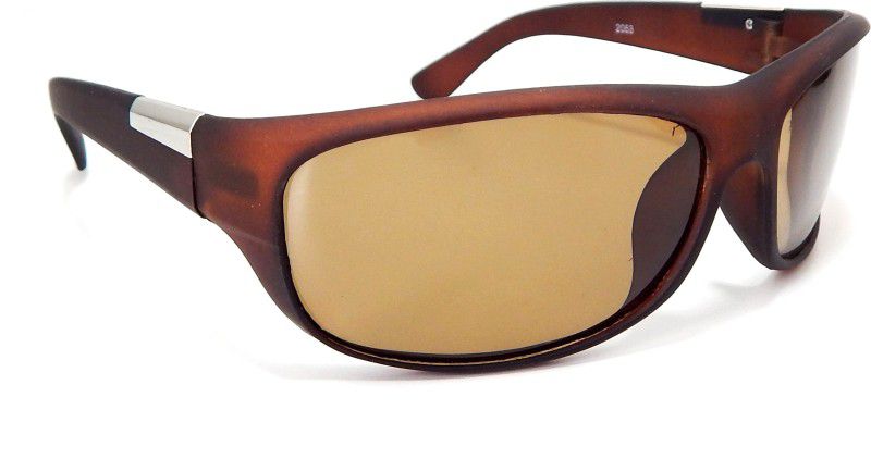 Gradient, UV Protection Wrap-around Sunglasses (Free Size)  (For Men, Brown)