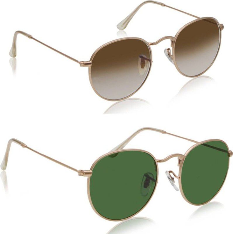 UV Protection, Gradient Aviator Sunglasses (50)  (For Men & Women, Brown, Green)