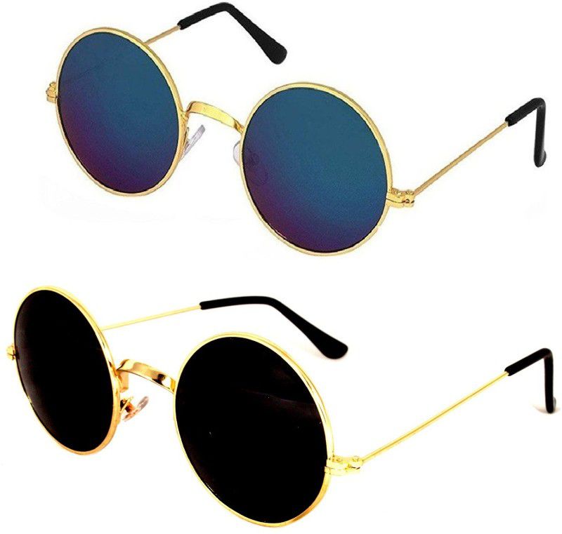 UV Protection Round Sunglasses (58)  (For Men & Women, Blue, Black)