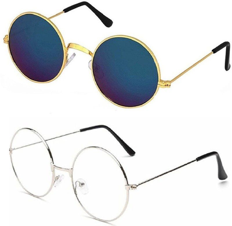 UV Protection Round Sunglasses (58)  (For Men & Women, Clear, Multicolor)