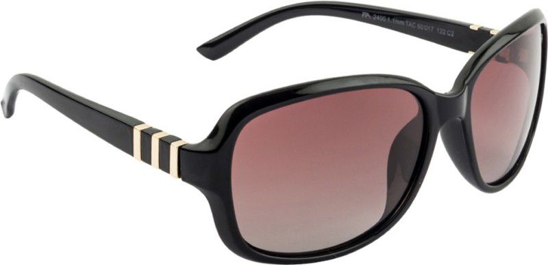 Polarized Rectangular Sunglasses (58)  (For Women, Brown)