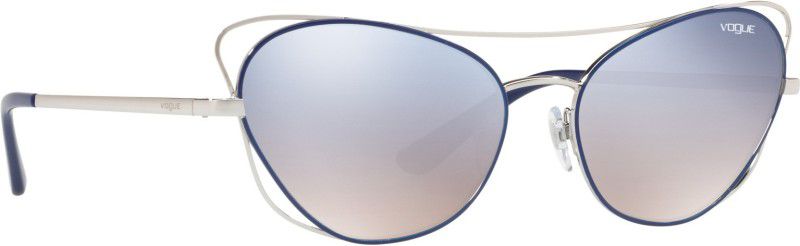 Mirrored Cat-eye Sunglasses (57)  (For Women, Silver)