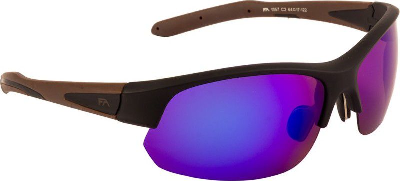 Polarized, UV Protection Wrap-around Sunglasses (64)  (For Men, Blue)