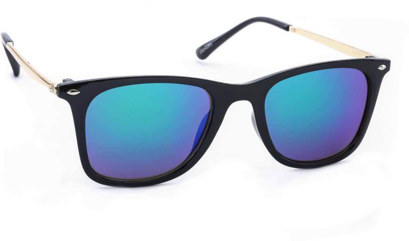 UV Protection Rectangular Sunglasses (50)  (For Men & Women, Black, Golden, Blue)