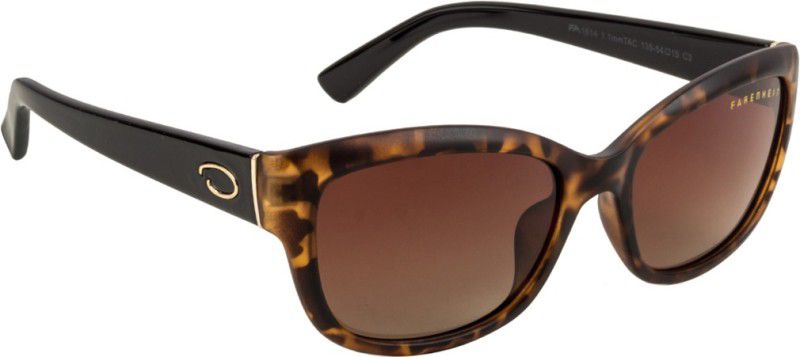 Polarized Rectangular Sunglasses (54)  (For Women, Brown)