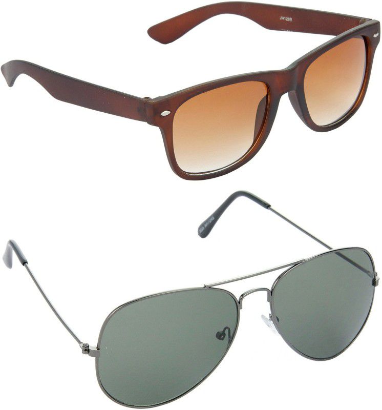Gradient, Mirrored, UV Protection Wayfarer Sunglasses (Free Size)  (For Men & Women, Brown, Green)