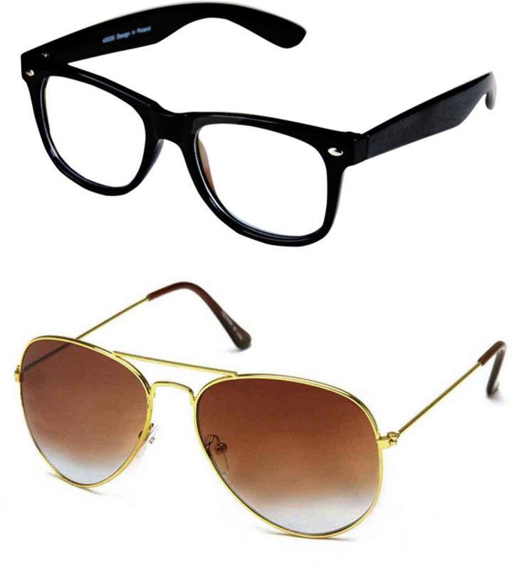UV Protection Aviator, Wayfarer Sunglasses (Free Size)  (For Men & Women, Brown, Clear)