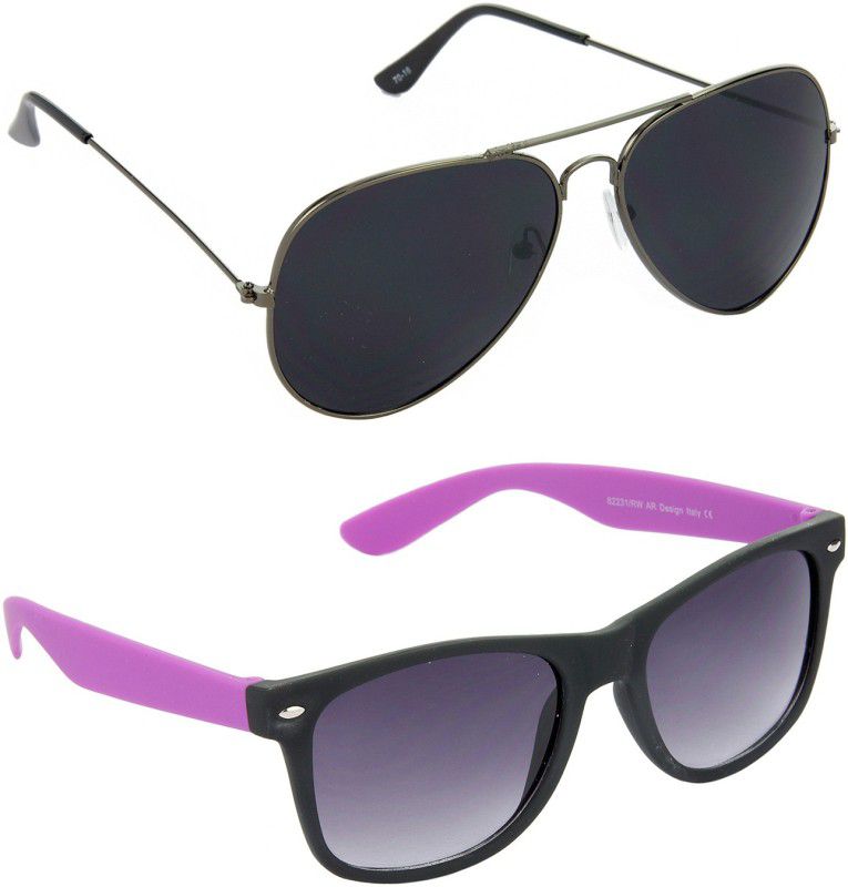 Gradient, Mirrored, UV Protection Aviator Sunglasses (Free Size)  (For Men & Women, Black, Grey)