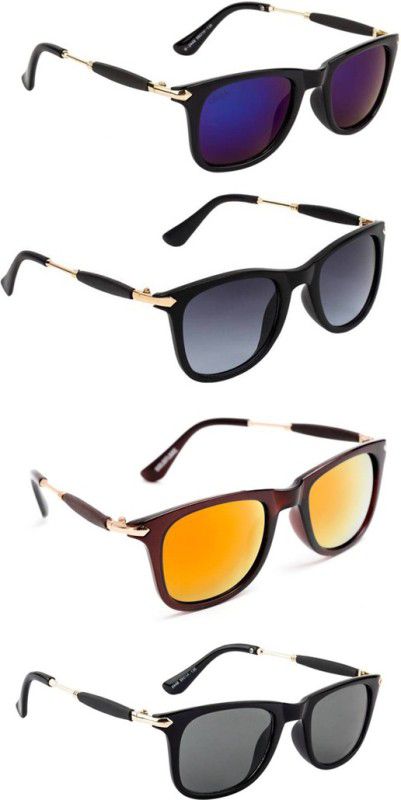 UV Protection, Gradient, Others Wayfarer Sunglasses (Free Size)  (For Men & Women, Violet, Grey, Orange, Black)